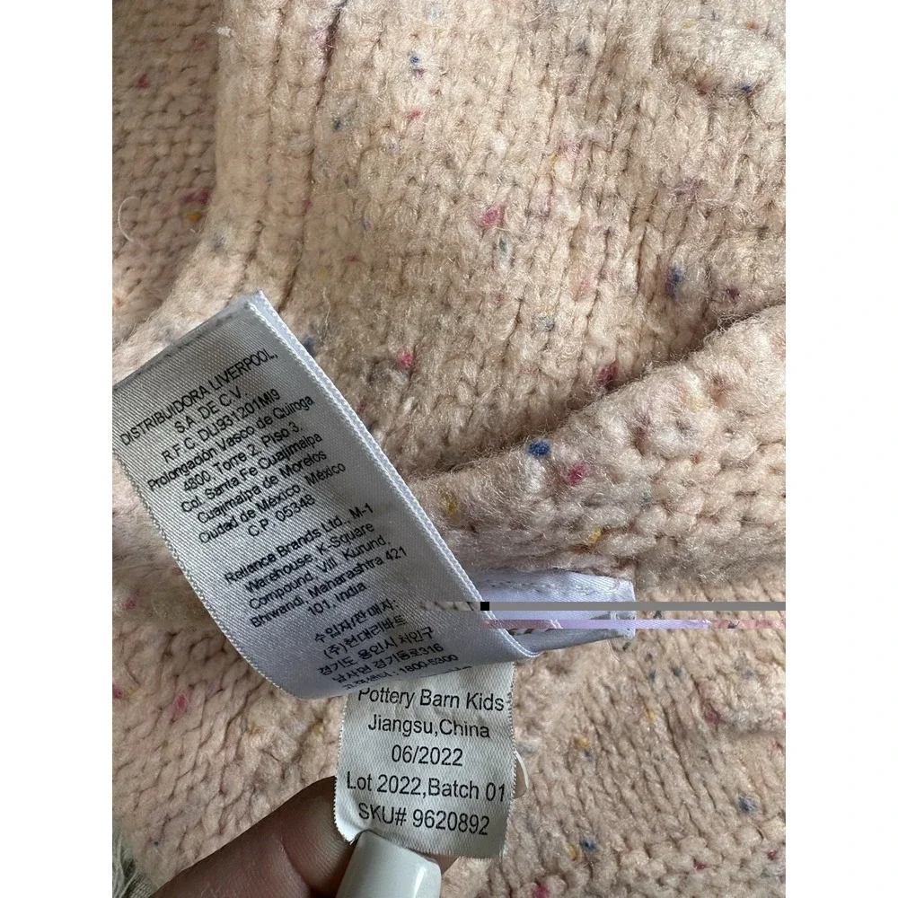 Pottery Barn Kids Emily & Meritt Rose Light Pink Knitted Acrylic Baby Blanket